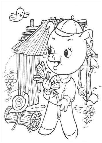 Kids-n-fun.com | 16 coloring pages of three Little Pigs