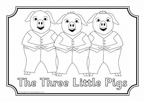 Three Little Pigs Colouring Sheets (SB7105) - SparkleBox