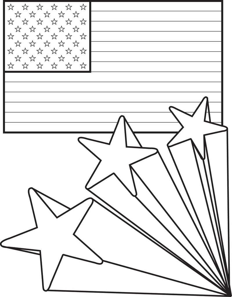 Printable American Flag with Stars 4th of July Coloring Page for ...