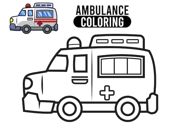 Premium Vector | Coloring Page Outline Of cartoon ambulance ...