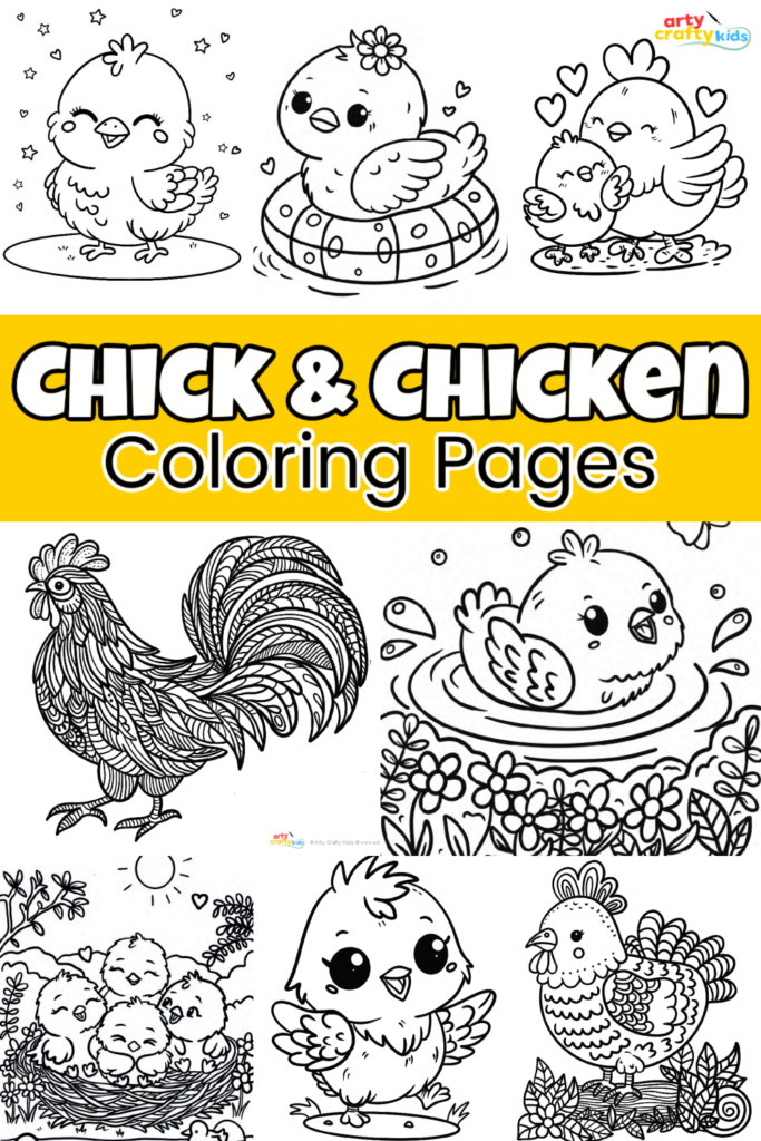 Chick and Chicken Coloring Pages - Arty Crafty Kids