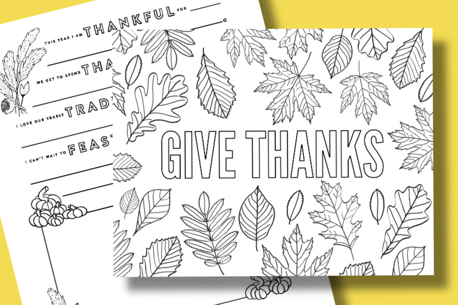 Free Thanksgiving coloring pages to help children express gratitude