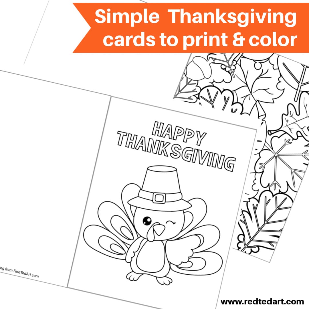 Thanksgiving Coloring Pages & Cards - Red Ted Art - Kids Crafts