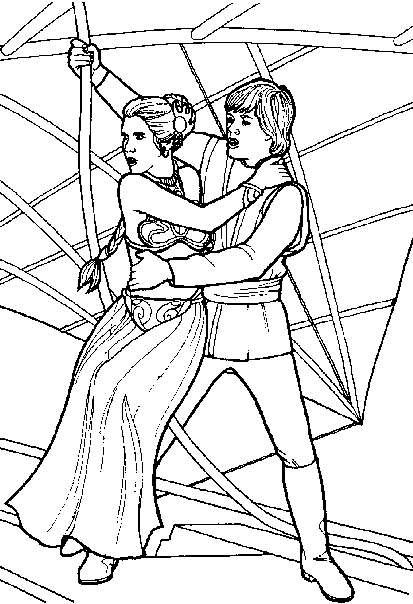 Luke Skywalker and Princess Leia - Star Wars Coloring Pages for Kids