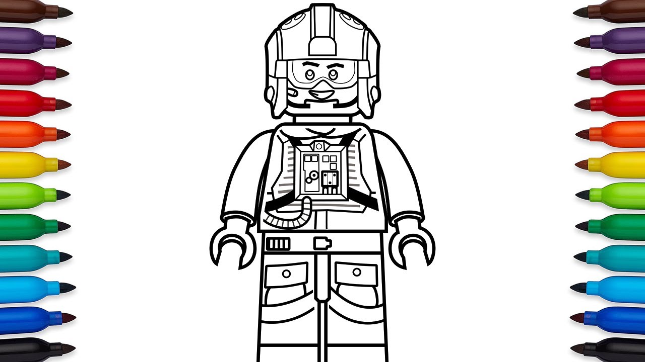 How to draw Lego Luke Skywalker pilot from Star Wars - coloring pages