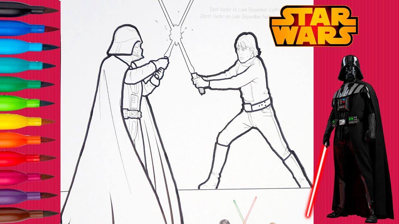 Darth Vader vs Luke Coloring Pages, Colored Star Wars, Markers #ColorGoArt
