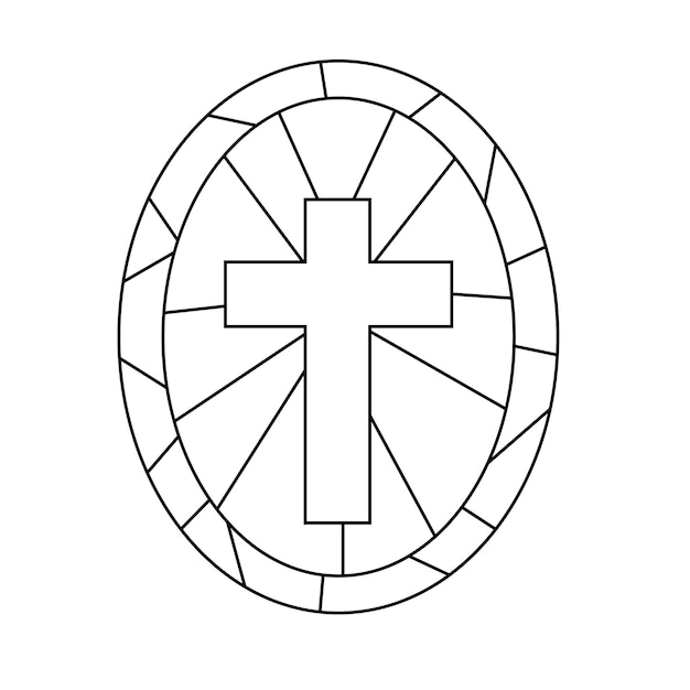 Premium Vector | Stained Glass Cross Coloring Page Christian Cross ...