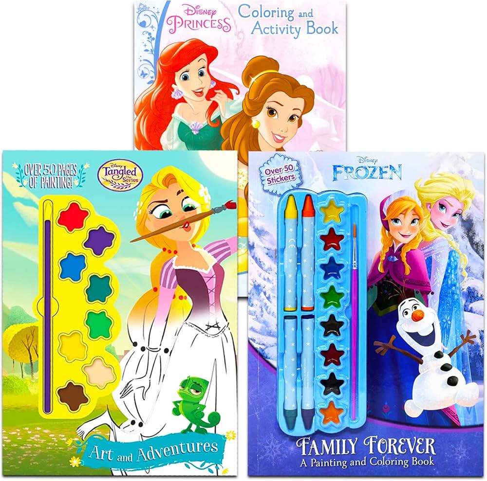 Disney Princess Activity Book Set - Bundle with 3 Princess Paint ...