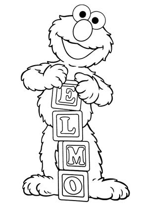 Free & Printable Elmo with alphabet blocks Coloring Picture ...