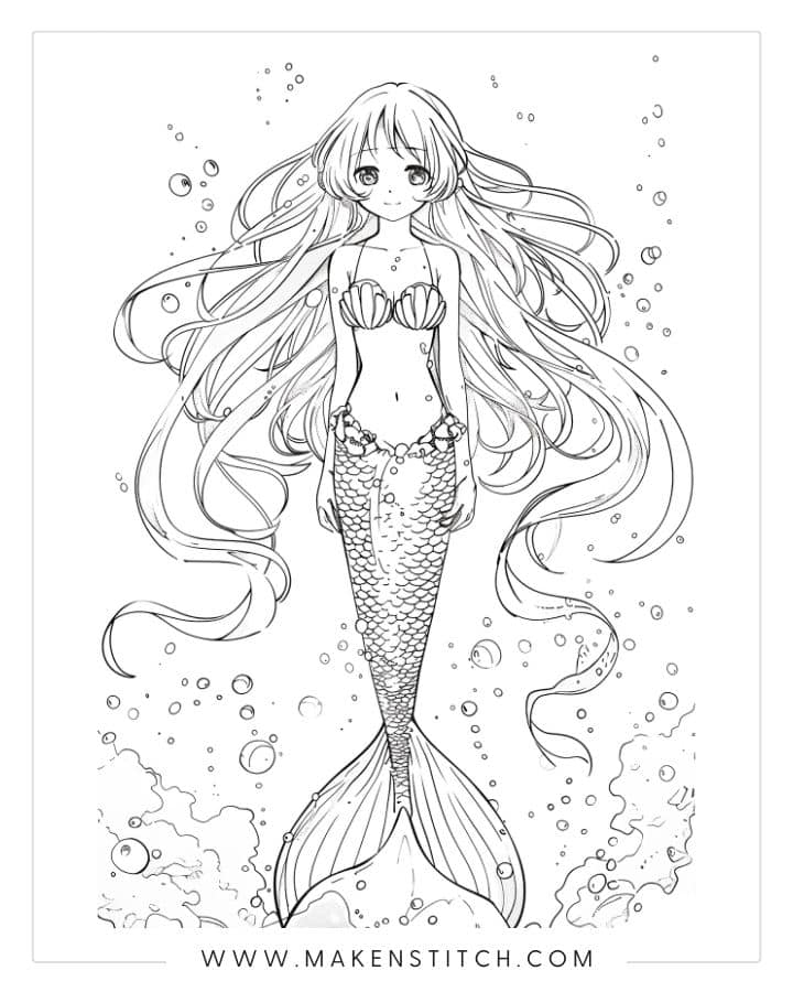 Mermaid Coloring Pages - Makenstitch