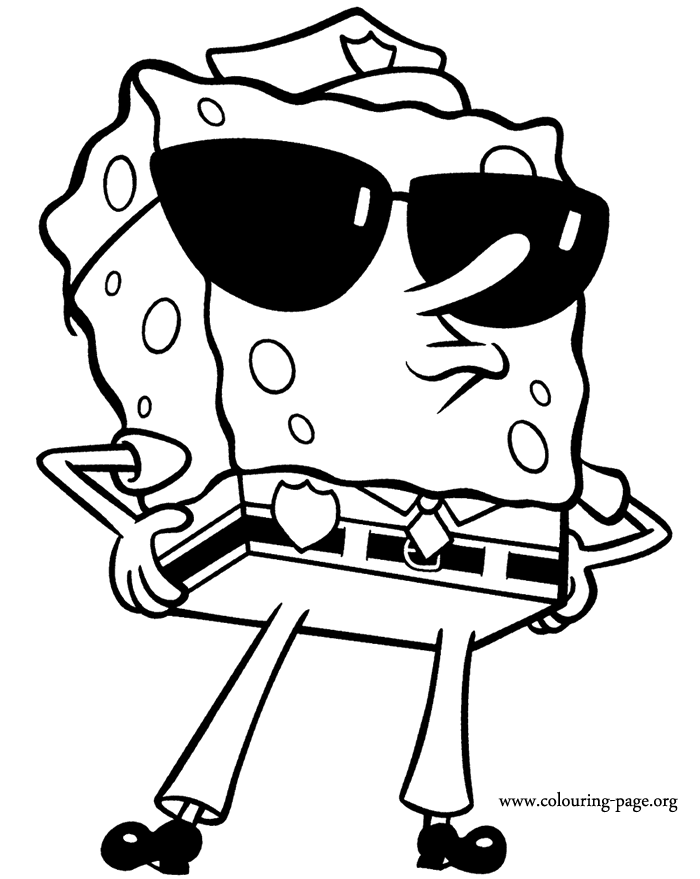SpongeBob SquarePants - Spongebob as a cop coloring page