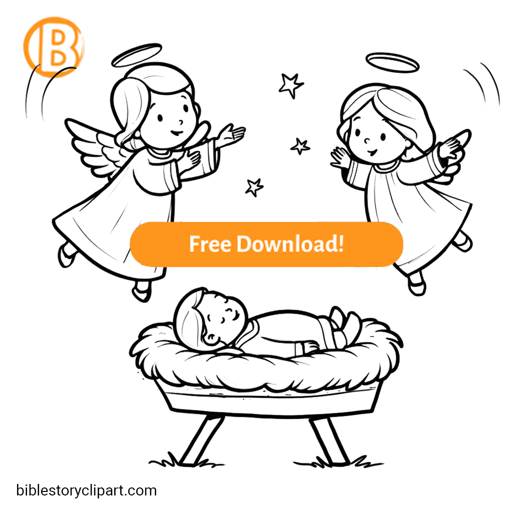 Angels Announcing Jesus Birth Coloring Page - Bible Story Clipart