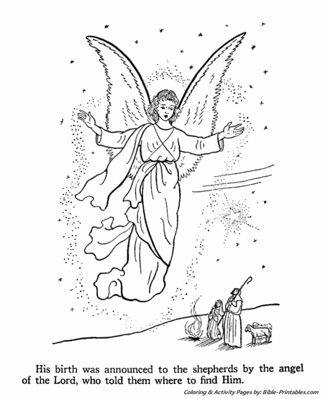 The Birth of Jesus New Testament Coloring Pages - Angles appear to ...