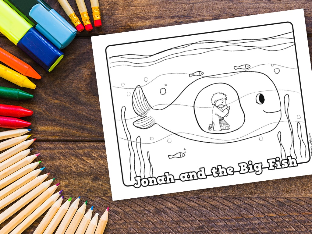 Jonah and the Big Fish Printable Coloring Sheet • MinistryArk