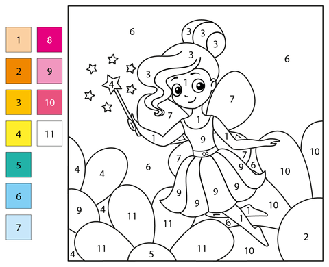Fairy Color by Number | Free Printable Coloring Pages