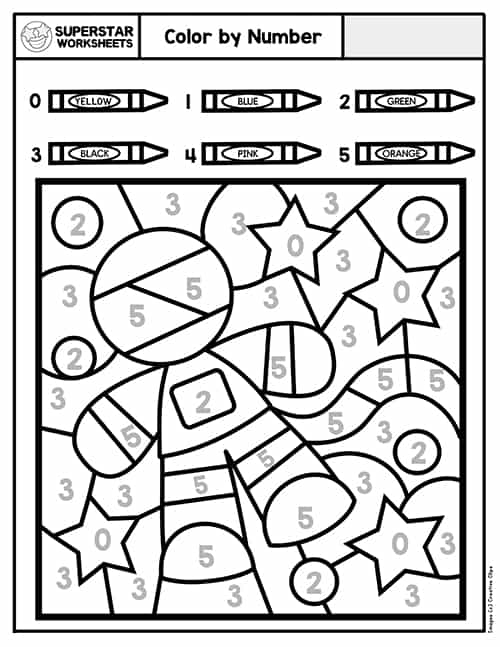 Color by Number Worksheets for Kindergarten - Superstar Worksheets