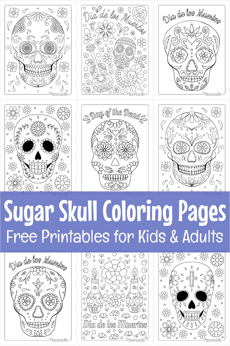 Coloring for adult for Day of the Dead. Hand drawn mexican sugar ...