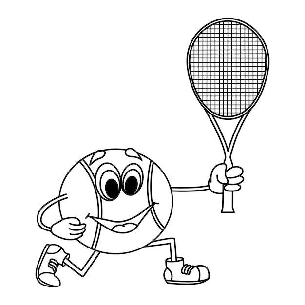 Premium Vector | Cartoon Tennis Ball for Coloring Page