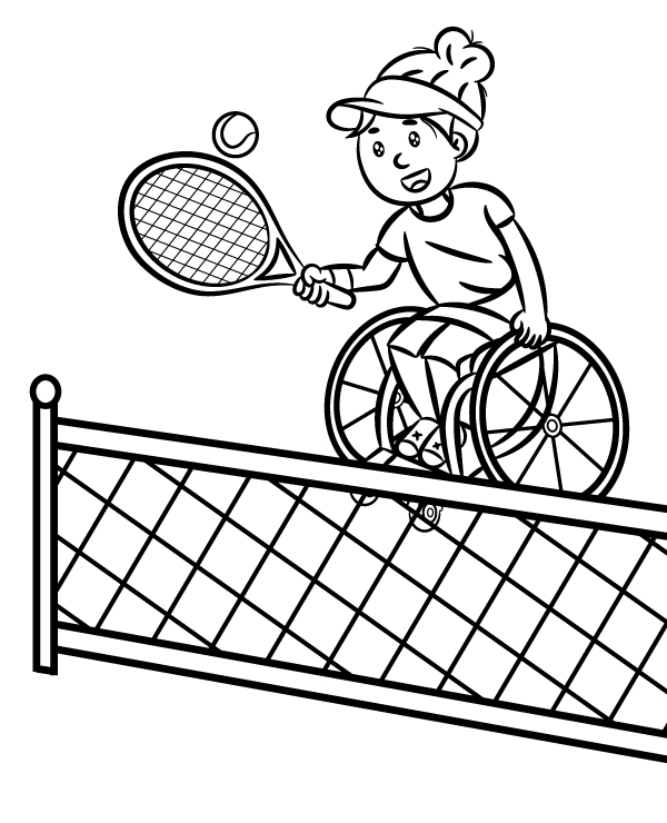 Coloring page disabled tennis player