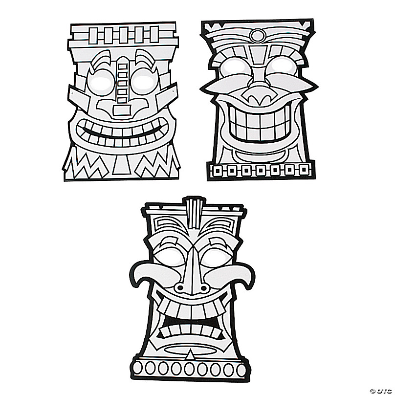 Color Your Own Tiki Masks - 12 Pc. | Oriental Trading