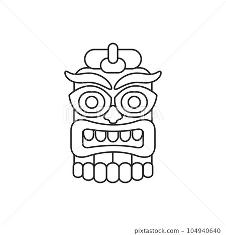 Tiki tribal wooden mask coloring page. Hawaian... - Stock ...