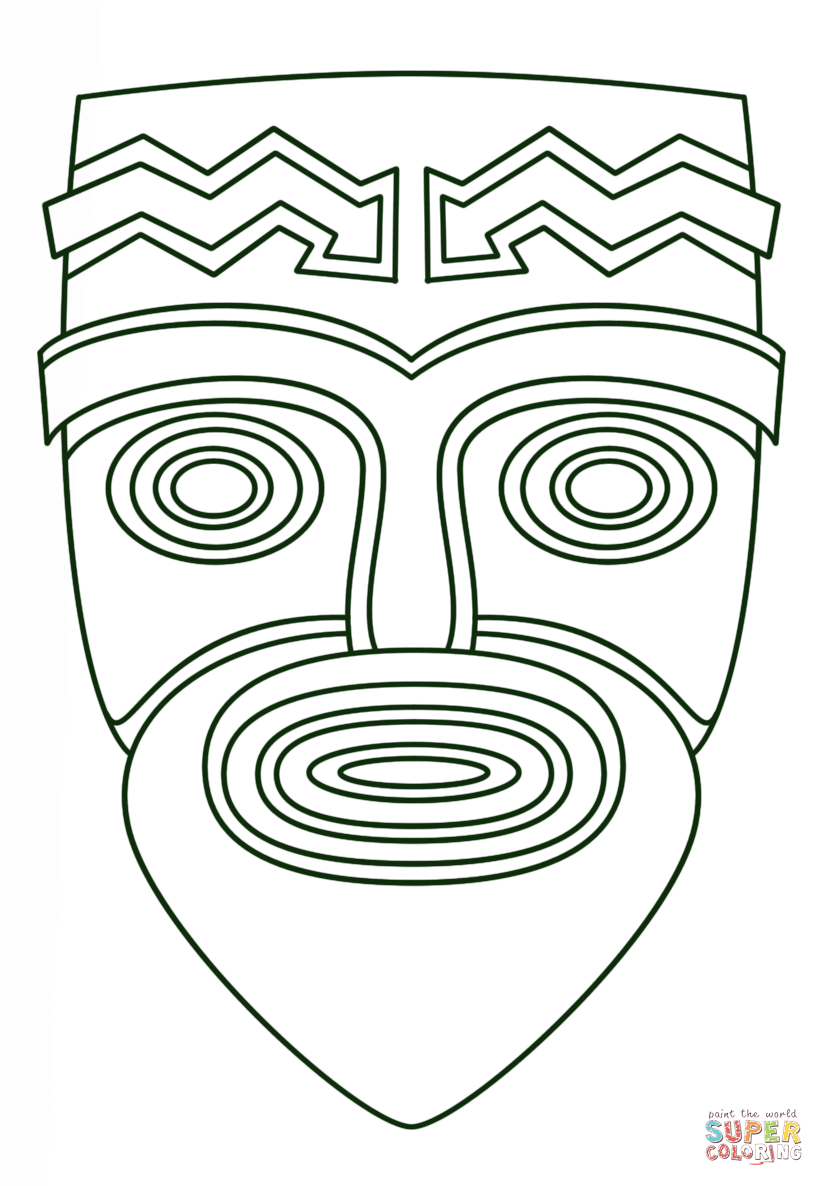 Tiki Face coloring page | Free Printable Coloring Pages