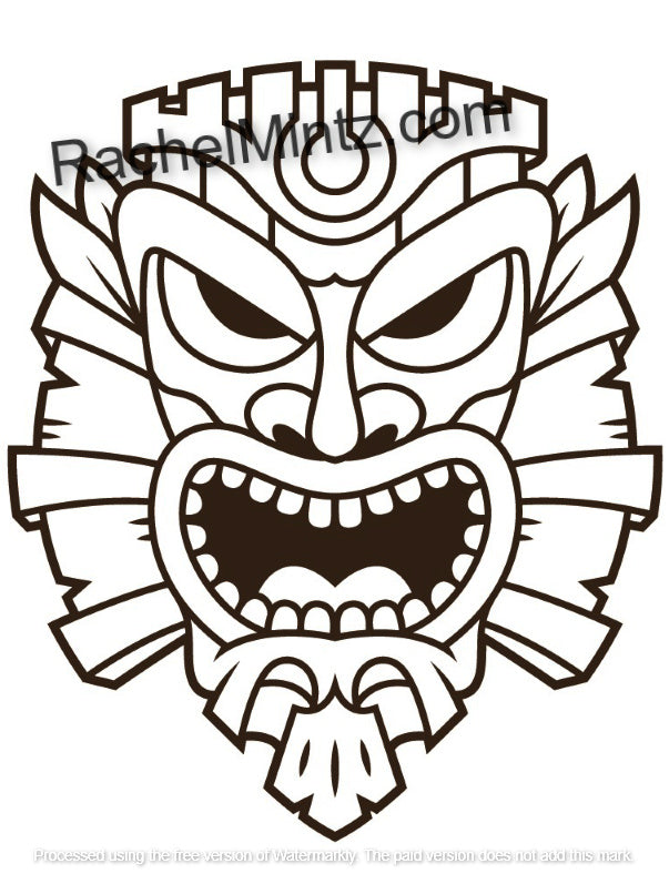 Hawaiian Masks - EASY Large Print PDF Coloring Book For Seniors or ...