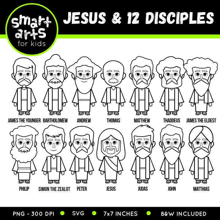 Jesus and 12 Disciples Clip Art - Educational Clip Arts and Bible ...
