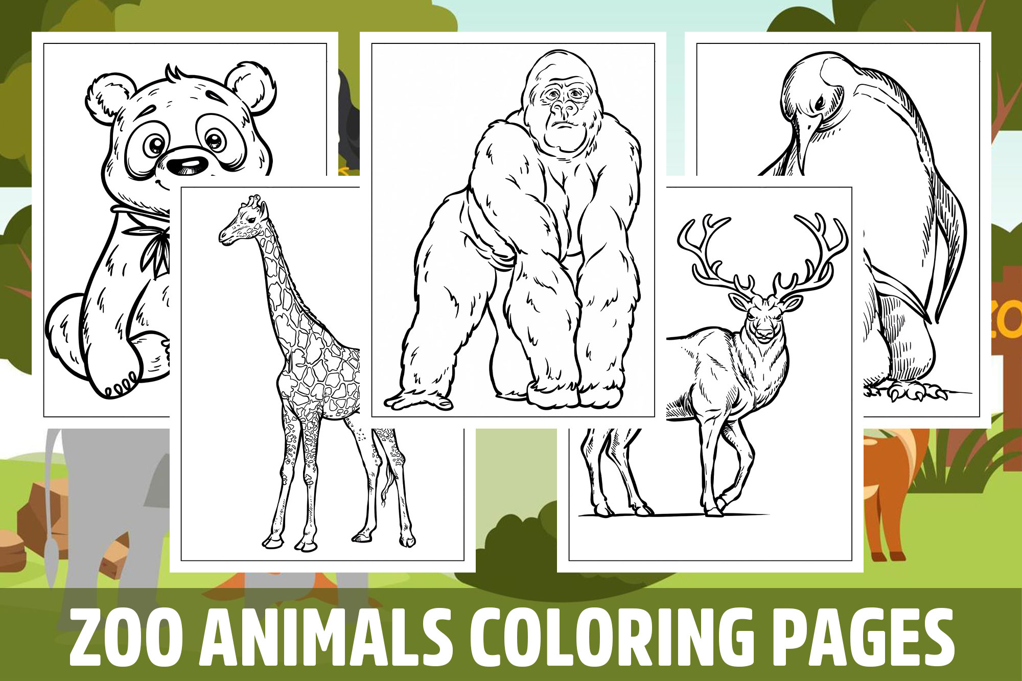 Zoo Animals Coloring Pages for Kids, Girls, Boys, Teens Birthday ...