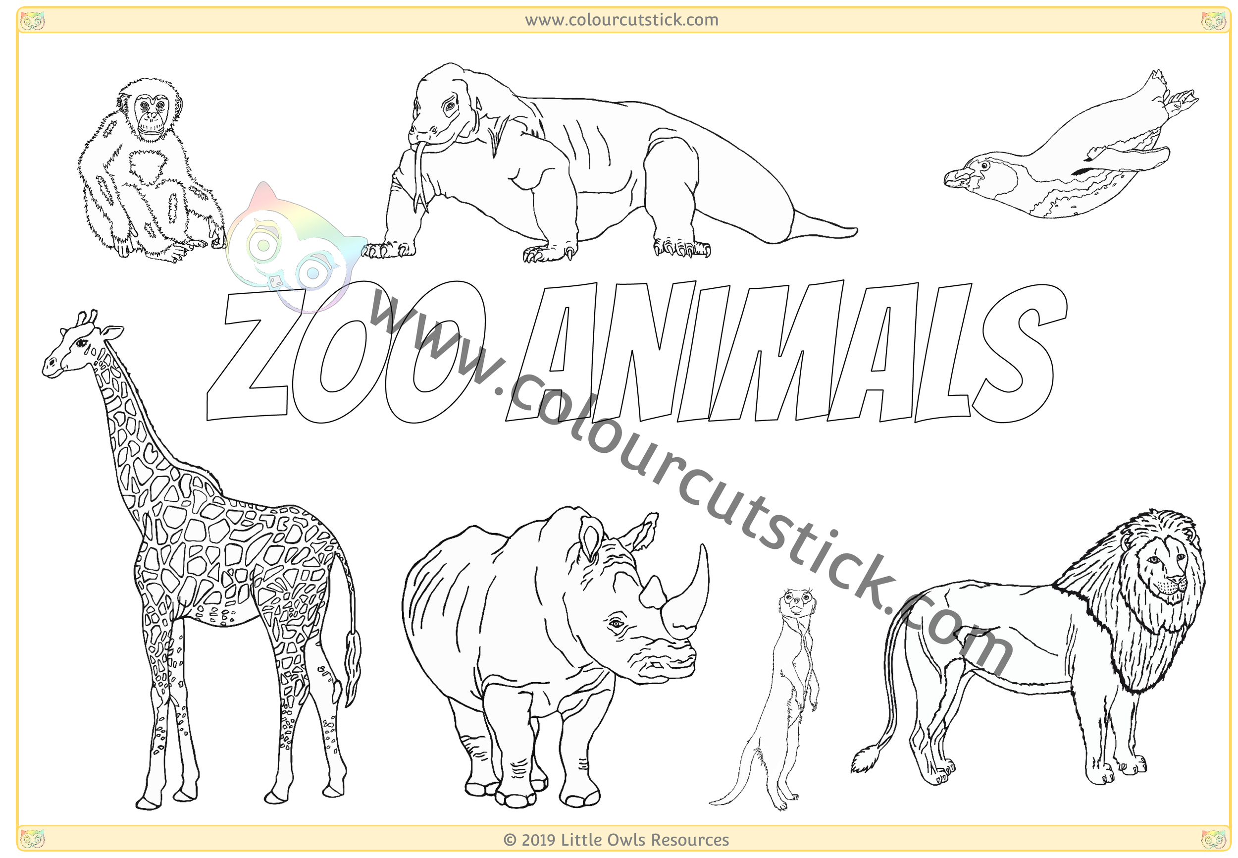 FREE Zoo Animals Colouring/Coloring Pages - for children, kids ...