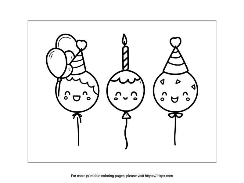Printable Birthday Balloon Coloring Page · InkPx