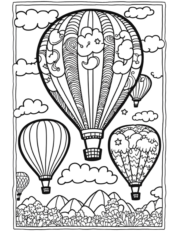 5 Hot Air Balloon Coloring Pages! - The Graphics Fairy