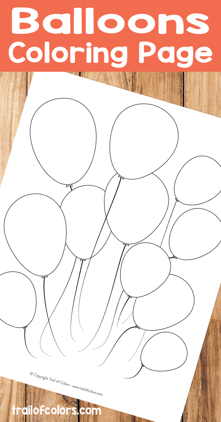 Balloons Coloring Page for Kids - Trail Of Colors