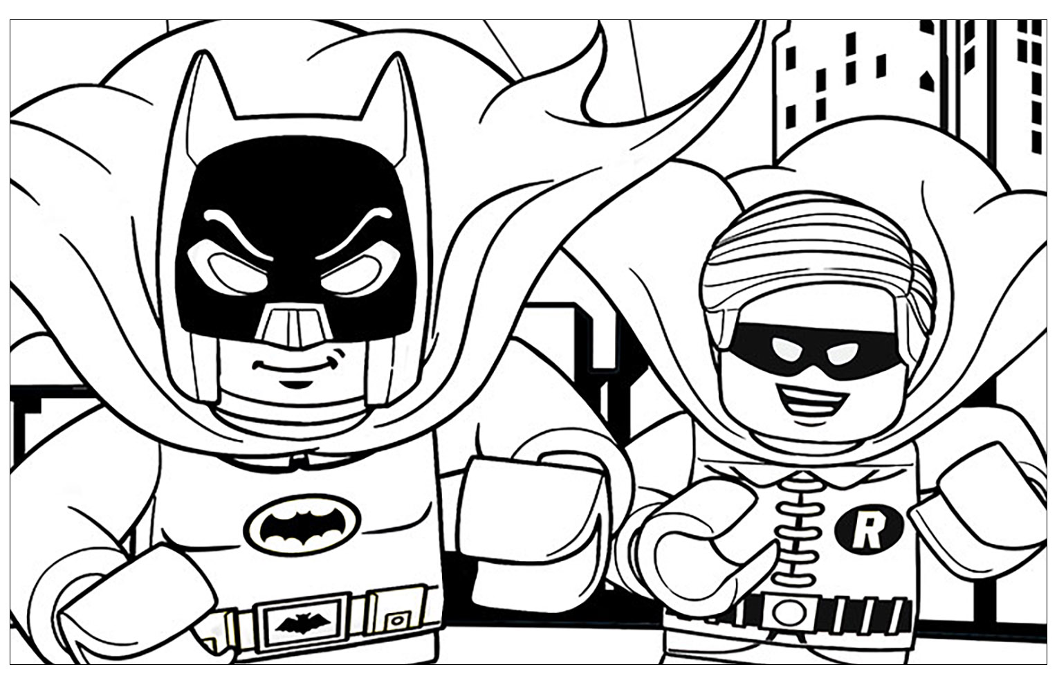 Batman and his faithful Robin! - Lego Batman Coloring Pages for Kids
