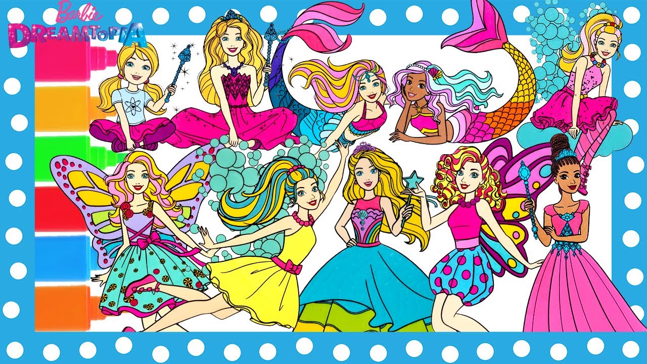 Barbie Dreamtopia Coloring Book Pages ? Barbie Princess ?‍♀️ Mermaids ?  Fairy | HAPPILY SNOWBALL