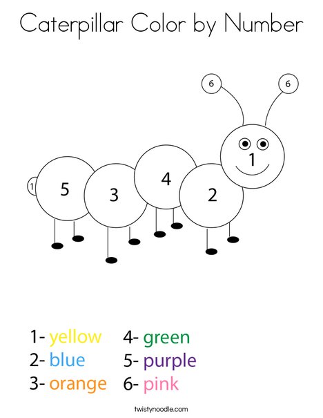 Caterpillar Color by Number Coloring Page - Twisty Noodle