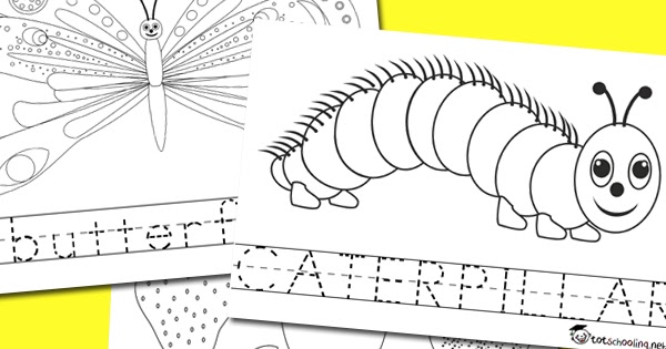 Very Hungry Caterpillar Coloring & Word Tracing | Totschooling ...