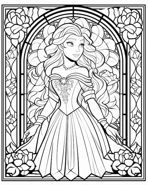 Download Disney Princess Coloring Page | Premium AI-generated image