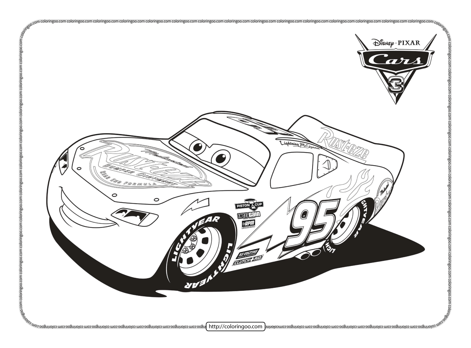 Printable Lightning McQueen Coloring Sheet