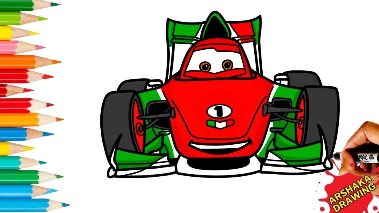 Drawing Francesco Bernoulli from Disney Pixar Cars 3 Easy Step by Step  #mcqueen #francescobernoulli