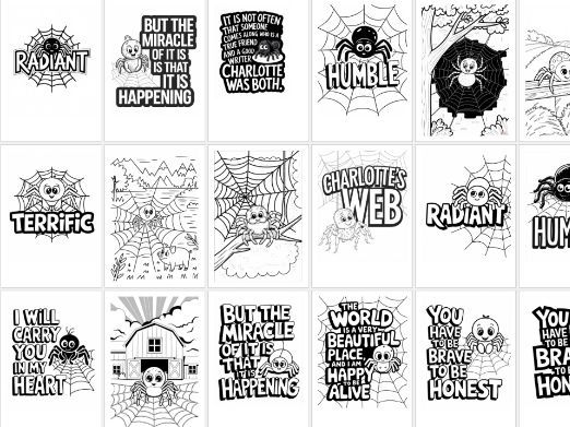 50 x Charlottes Web Coloring Sheets A4 Pages Quotes and Scenes ...