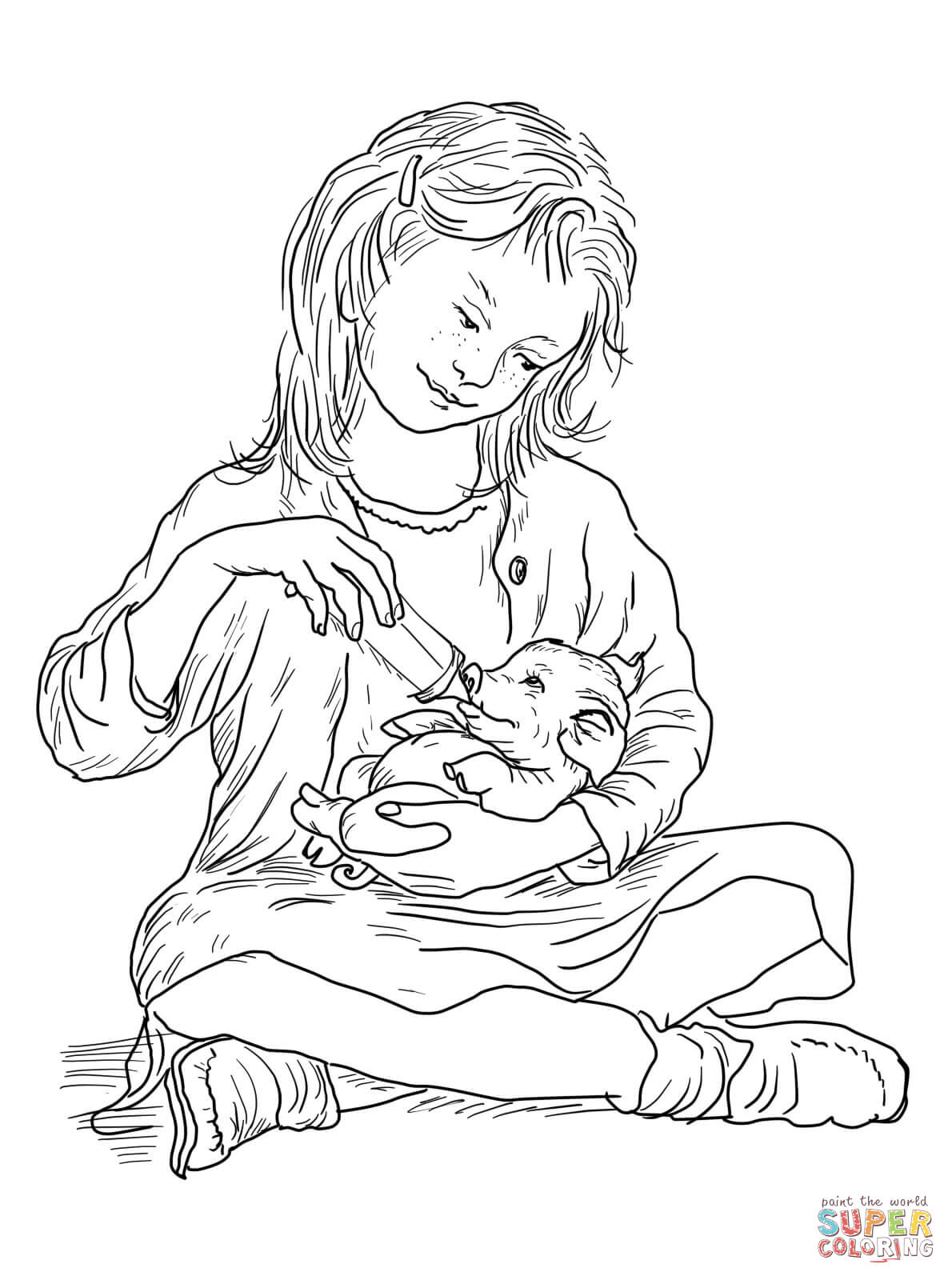 Fern Feeding Wilbur coloring page | Free Printable Coloring Pages