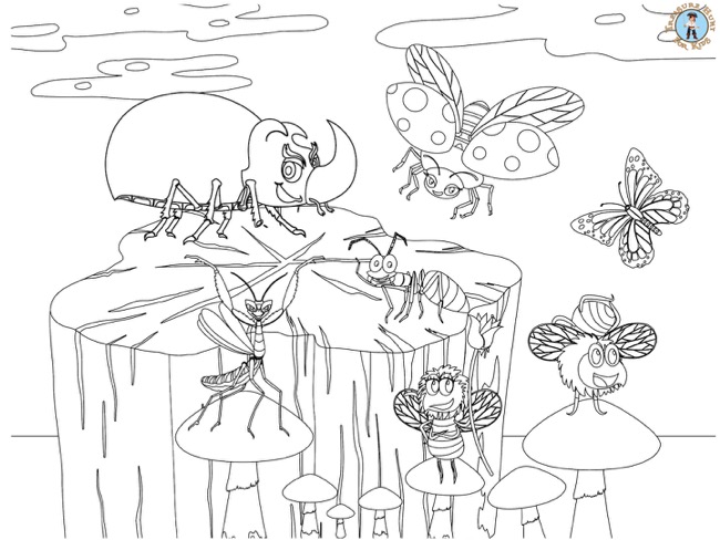Insects Coloring Page - Treasure hunt 4 Kids