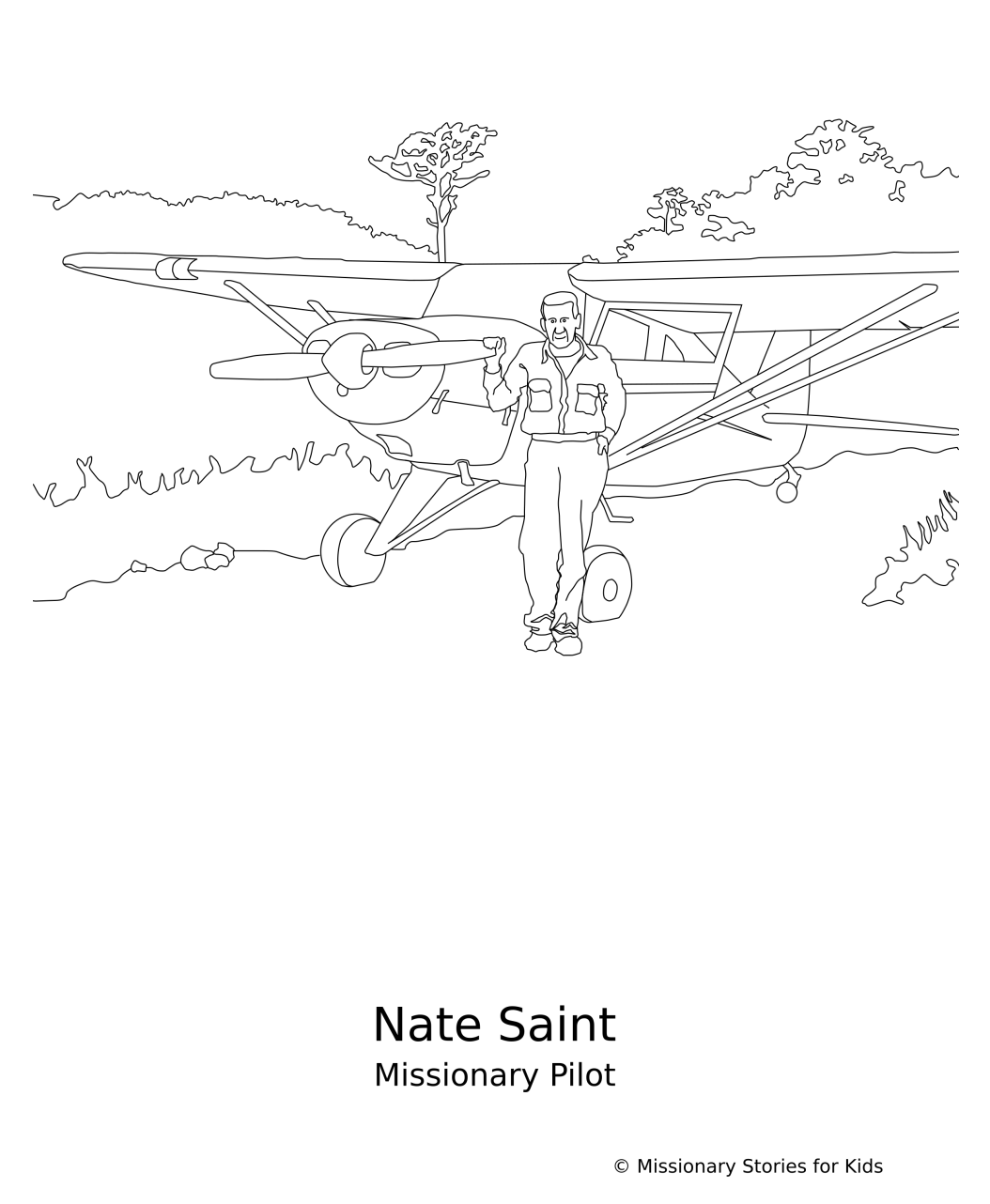 Nate Saint – Missionary Coloring Sheet – Missionary Stories for Kids