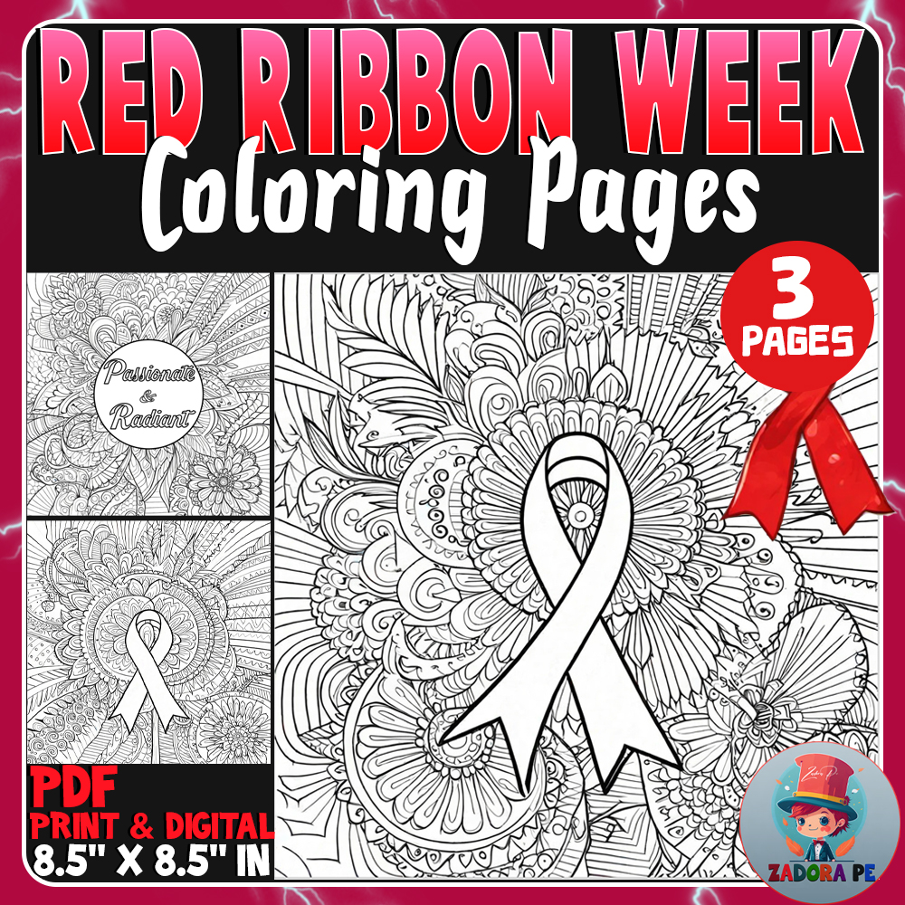 Red Ribbon Week Coloring Pages for Kids Graphic by lapiiin art ...