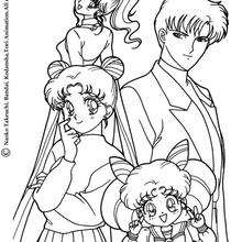 Sailor moon, sailor chibi moon and co coloring pages - Hellokids.com