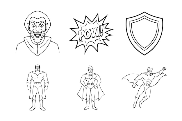 Premium Vector | Superhero Squad Vector Line Art Coloring Page ...