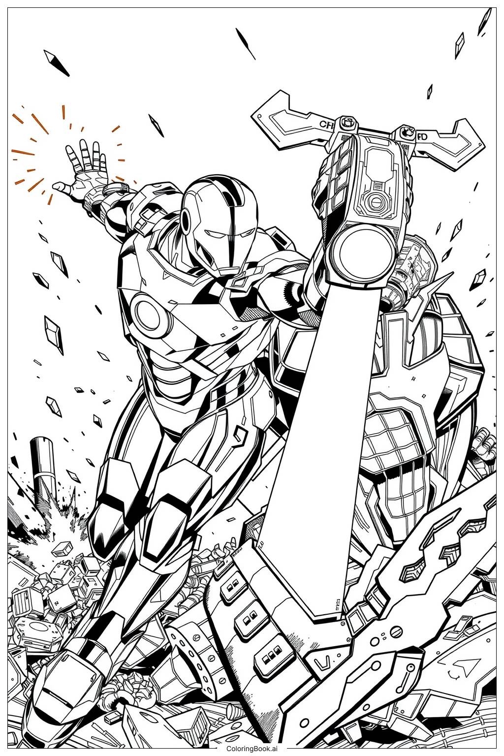 Iron Man Mark 85 versus Thanos Coloring Page (Free PDF&PNG Printable)