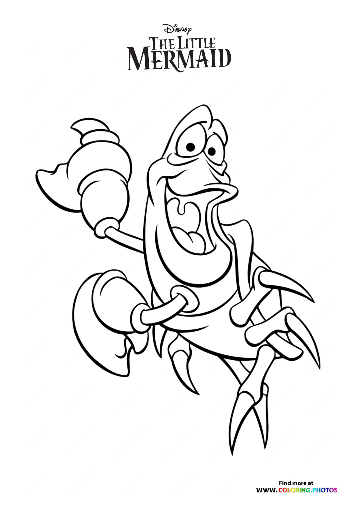 Sebastian from The Little Mermaid - Coloring Pages for kids