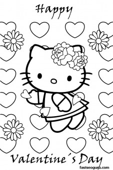 Printable Hello Kitty Happy Valentines day Coloring Pages - Free ...